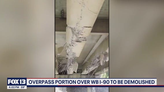 I-90 overpass demolition begins tonight near Cle Elum, WA after truck hits bridge