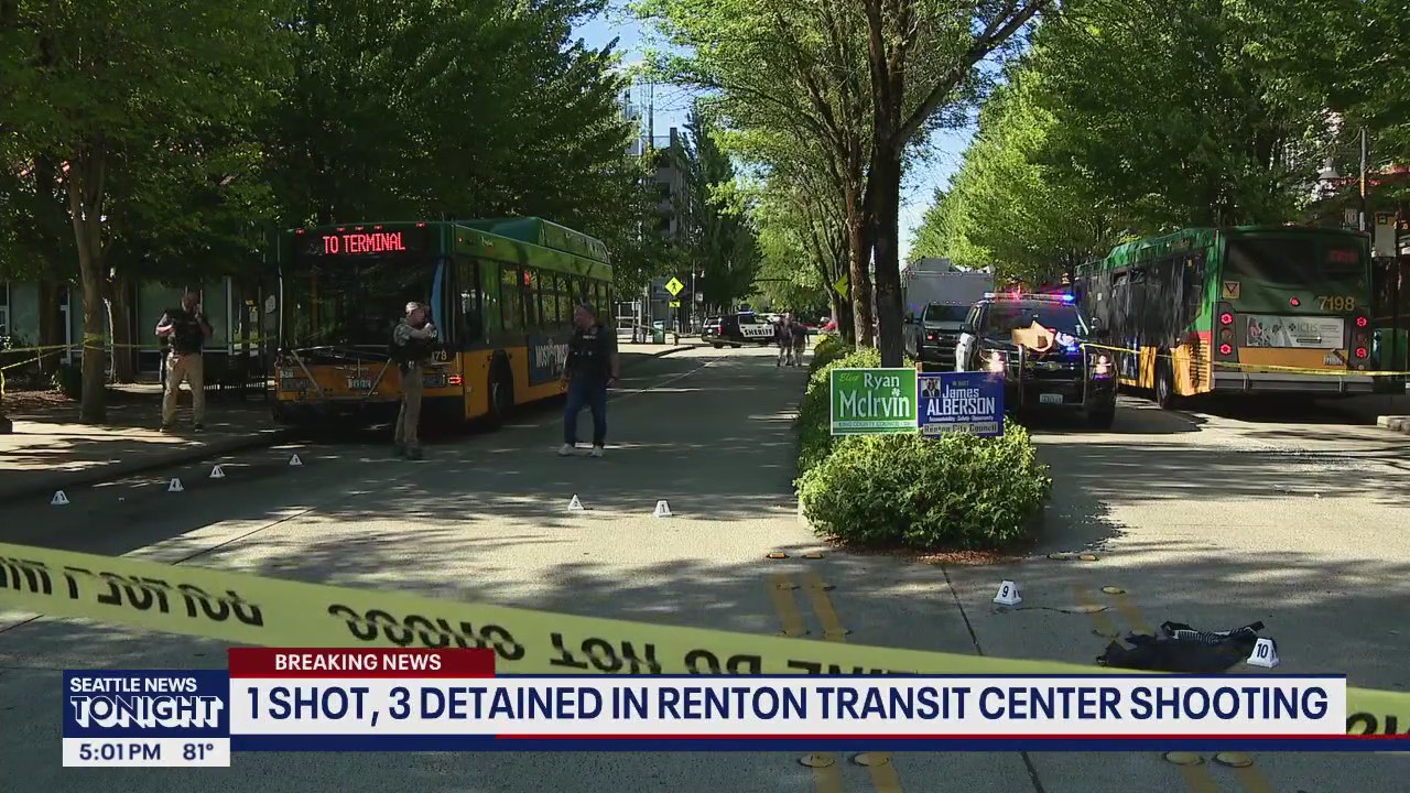 1 shot, 3 detained in Renton transit center shooting