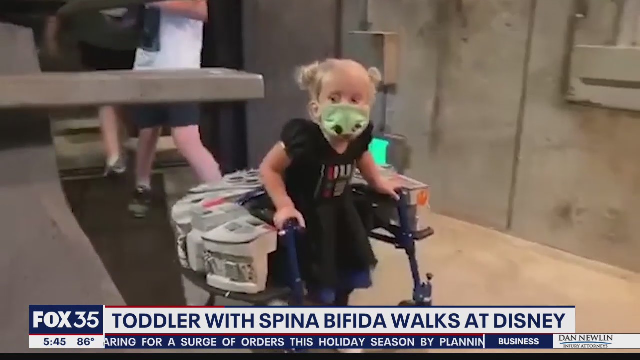Toddler with spina bifida walk at Disney World