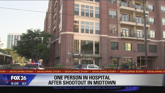 One person in hospital after shootout in Midtown