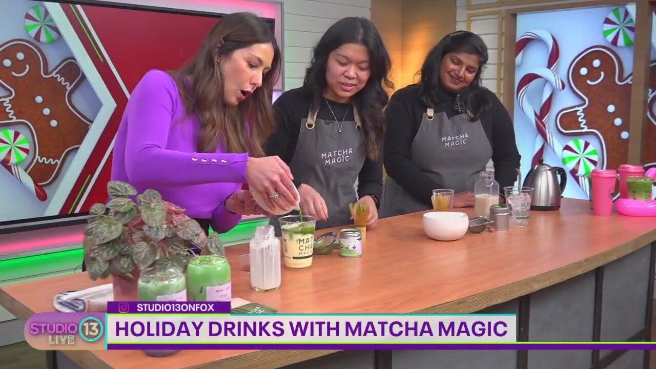 Making holiday drinks with Matcha Magic