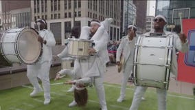 Chicago's own 'The Pack Drumline' performs for Orange Friday