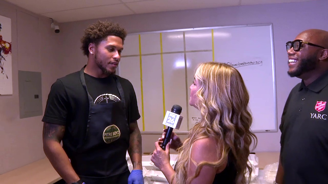 Jalen Pitre, Salvation Army feed homeless young adults in Houston