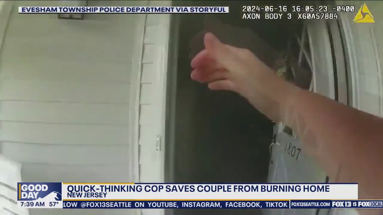 Cop saves couple from burning home in New Jersey