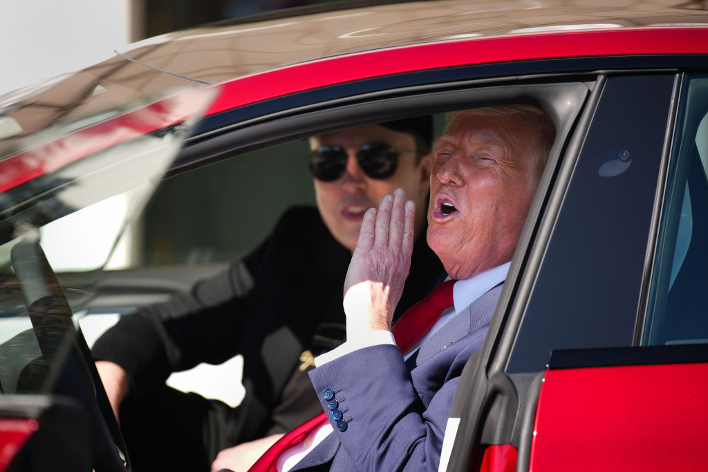President Donald Trump buys new Tesla alongside Elon Musk