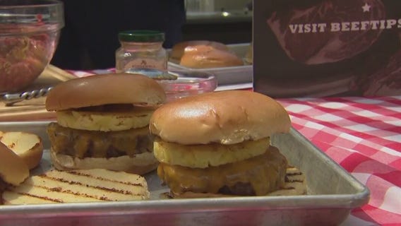 Caribbean cheeseburger with grilled pineapple: recipe
