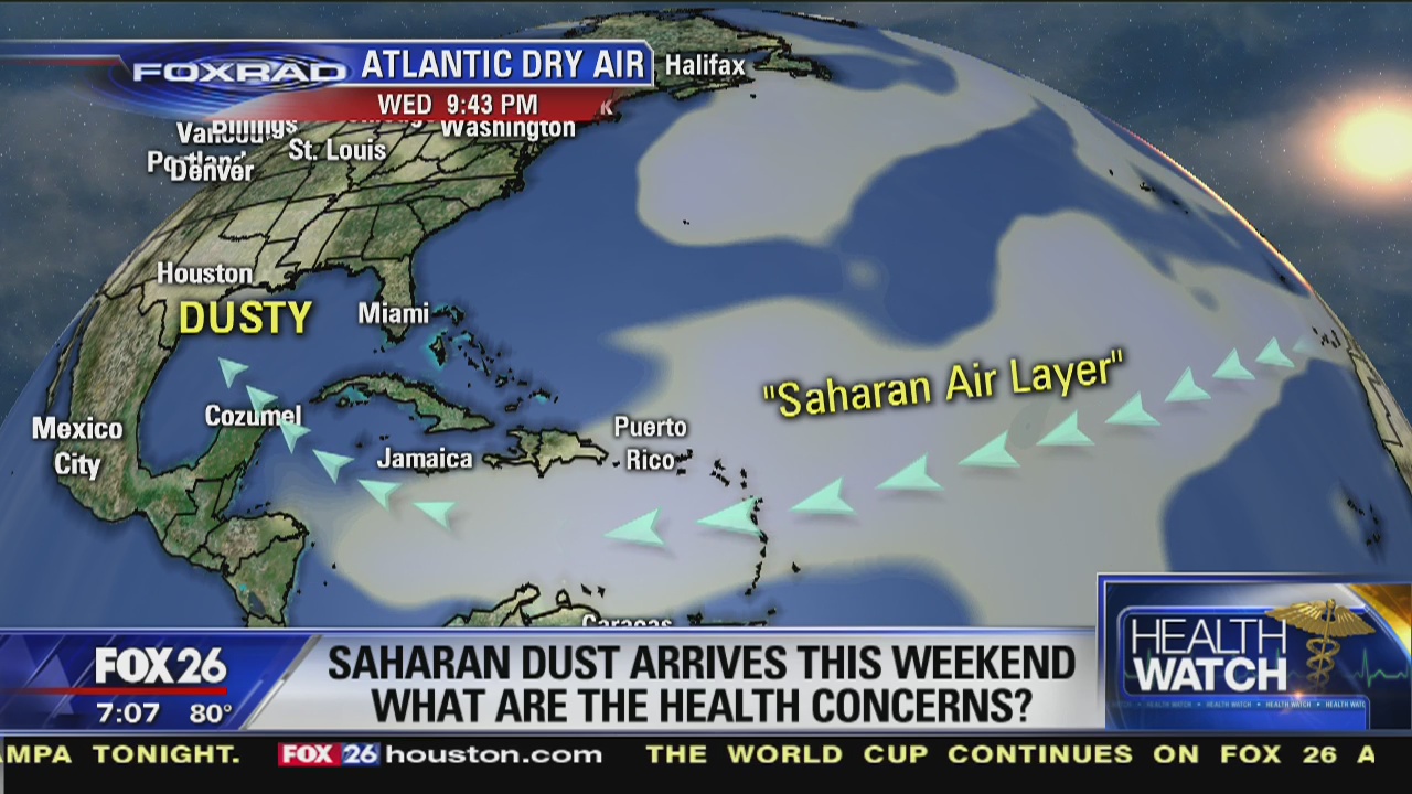 Health concerns Sahara dust blowing in