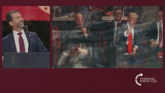 Donald Trump Jr. speaks at Charlie Kirk memorial