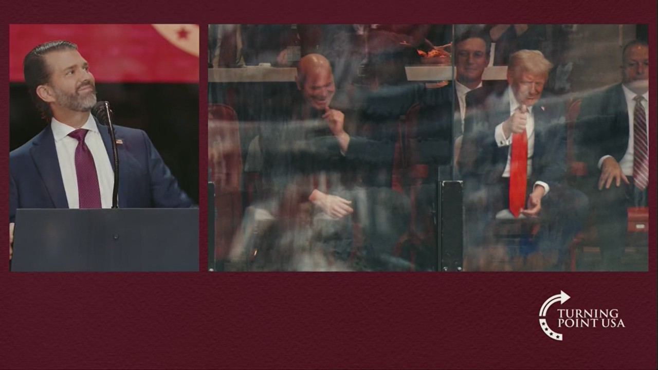 Donald Trump Jr. speaks at Charlie Kirk memorial