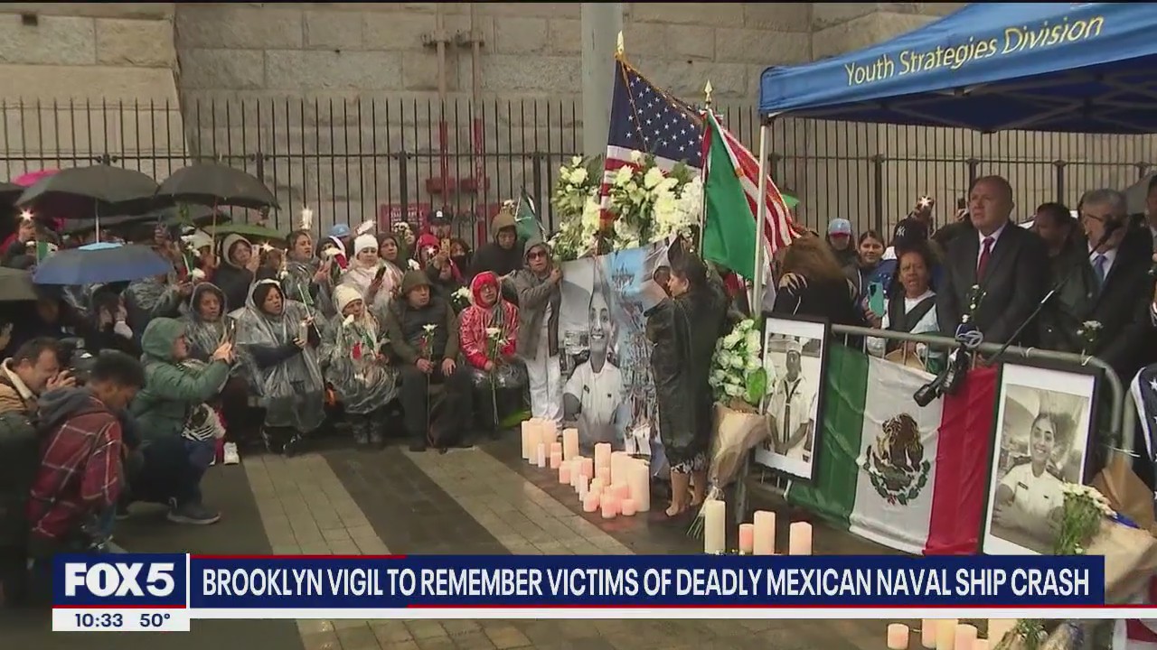 Emotional vigil for Mexican naval cadets killed in Brooklyn Bridge crash