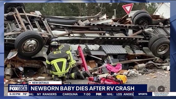 Newborn baby dies following crash involving RV, SUV