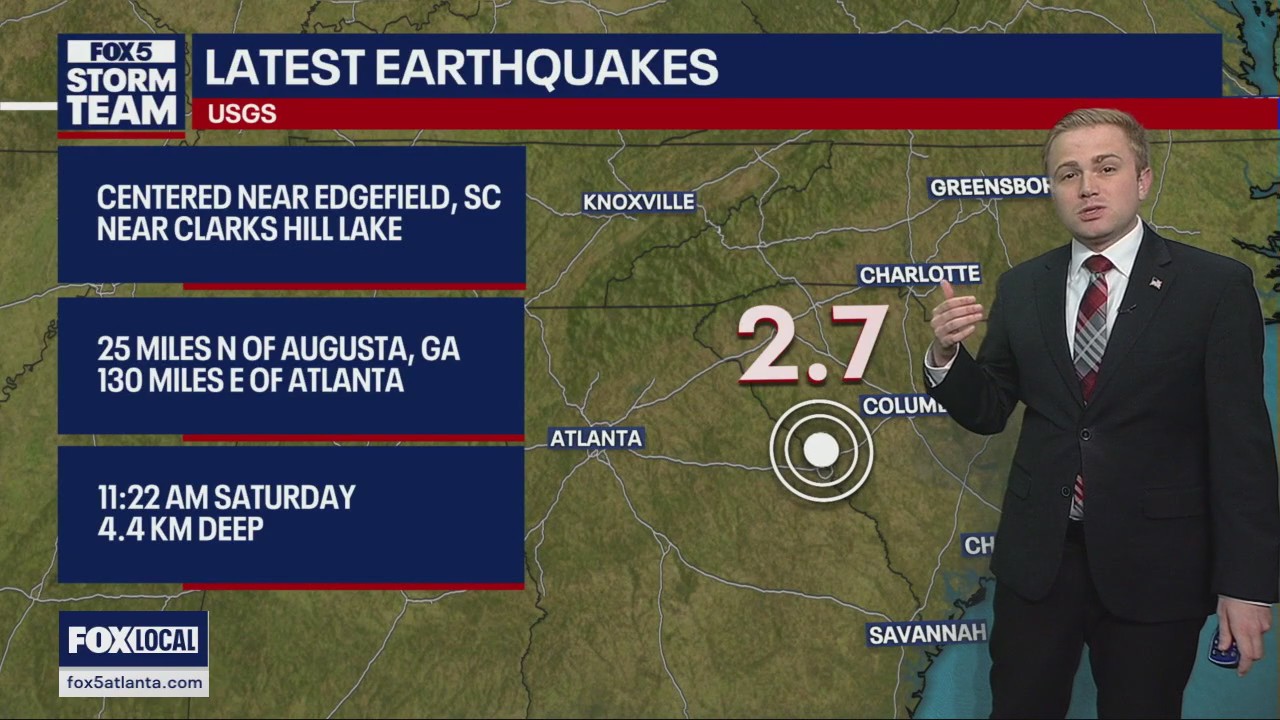 Earthquake strikes near Clarks Hill Lake Saturday morning