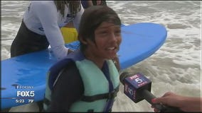 Kids from hospital go surfing