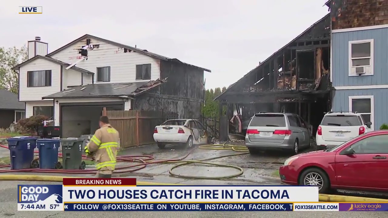 Two houses catch fire in Tacoma, WA