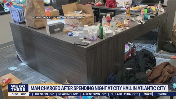 Man charged for spending night at city hall in Atlantic City