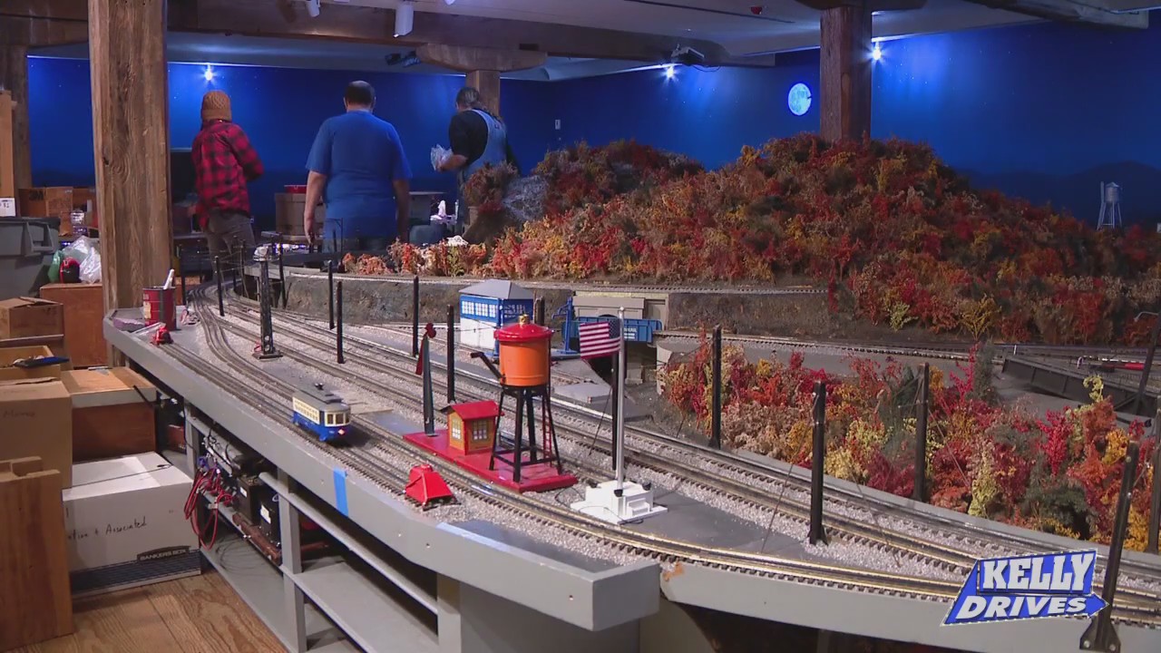 Setting up the railroad at Brandywine River Museum of Art