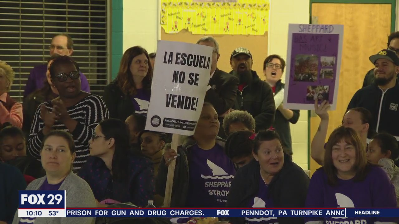 Hundreds turn up for rally and school meeting in North Philadelphia in an effort to save their school from closing