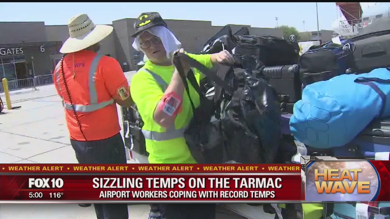 Airport workers still working, despite extreme heat