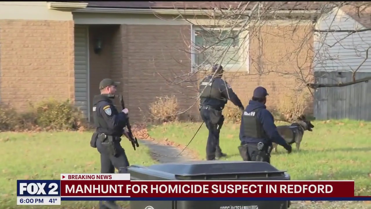 Homicide suspect manhunt ongoing in Redford Township | FOX 2 Detroit