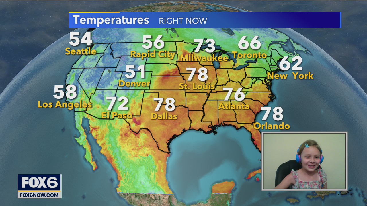 9-year-old Hannah helps with the weather