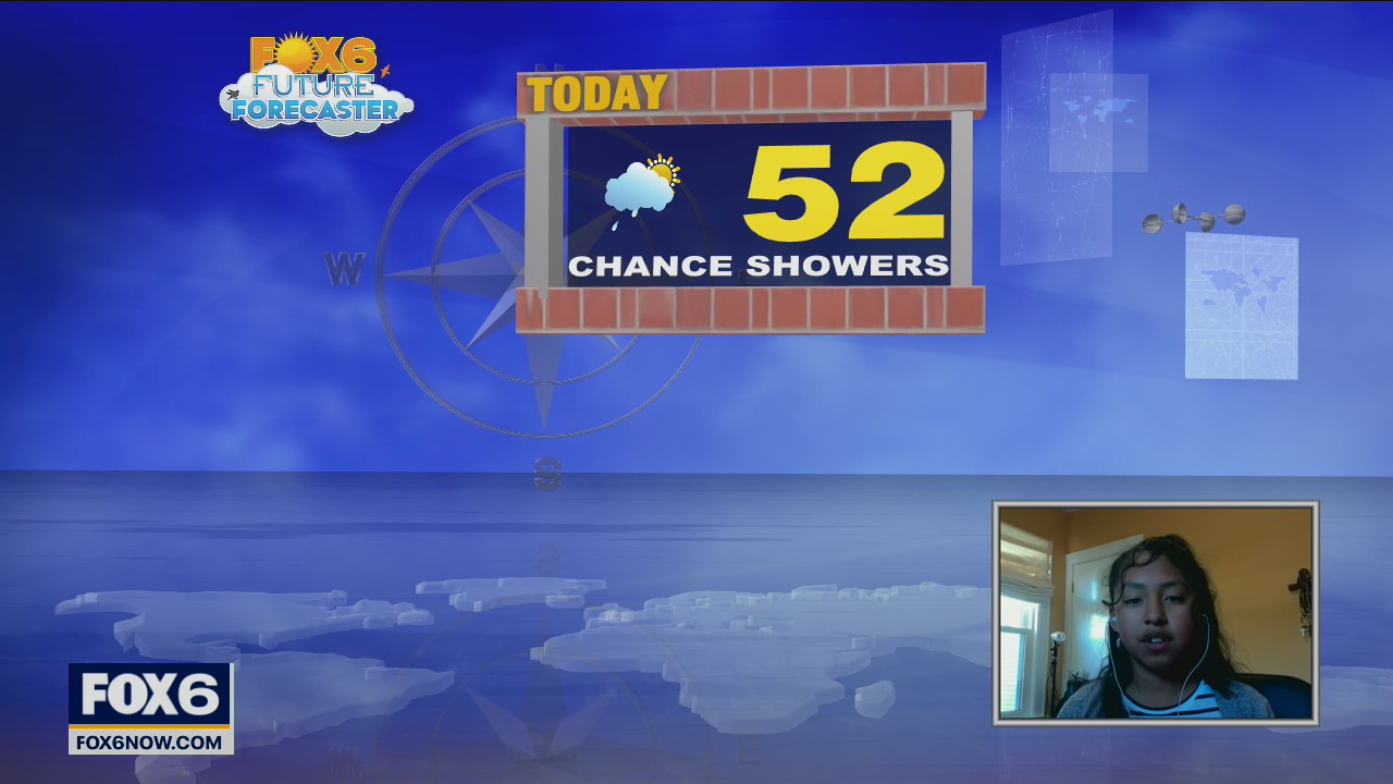 11-year-old Ilyn helps with the weather