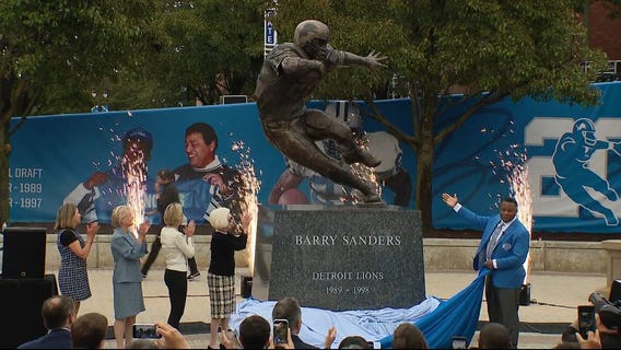 WATCH - Jennifer Hammond reports from Ford Field where the Lions unveiled the new Barry Sanders statue