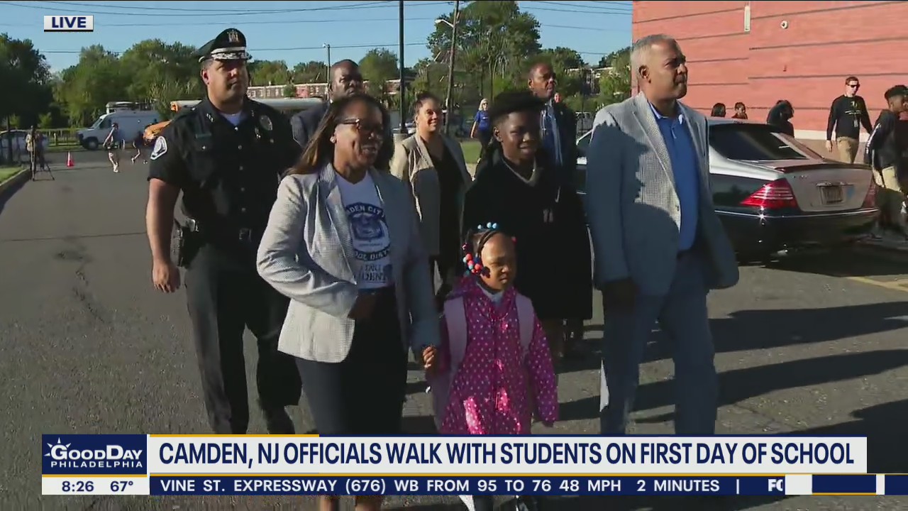 Back to school: Camden officials walk with students on the first day of school