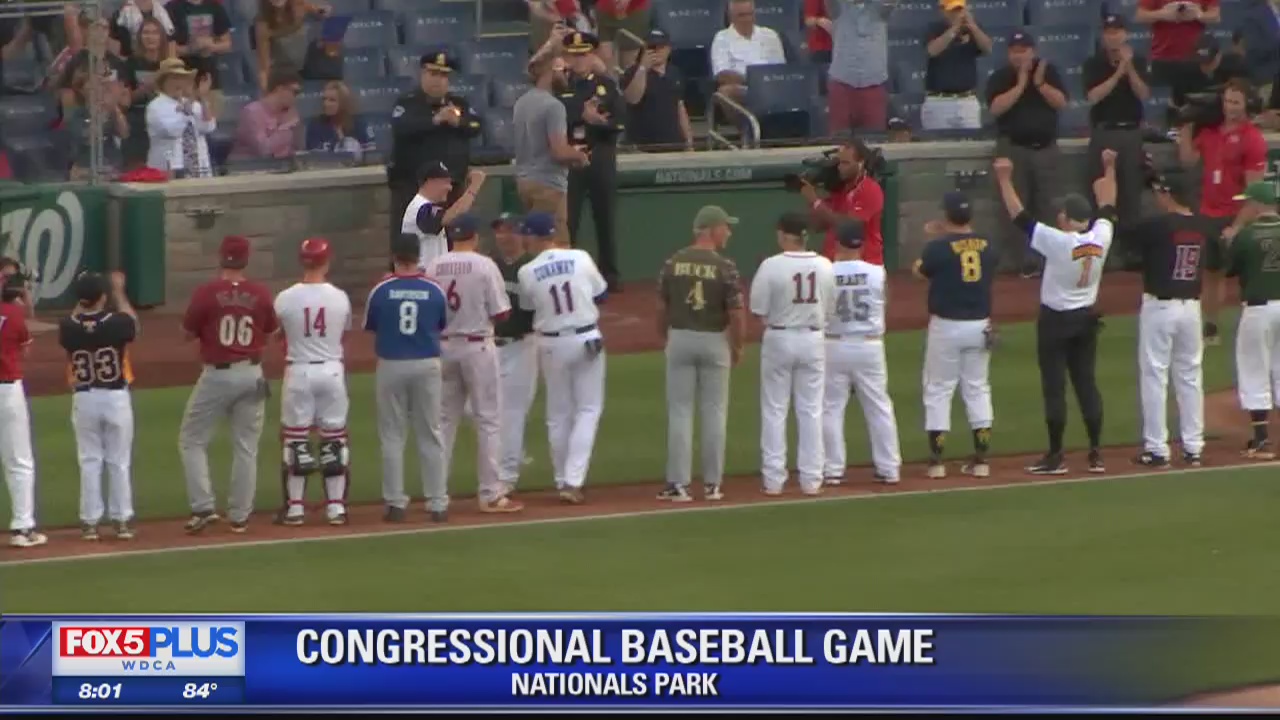 House Majority Whip Steve Scalise returns to the field for Congressional Baseball Game