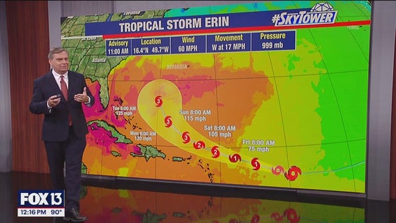 Low chance of rain in Florida as TS Erin spins in the Atlantic