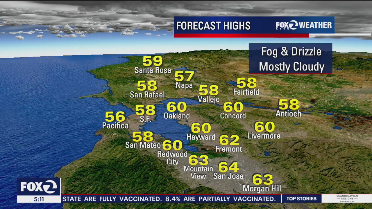 Fog, drizzle, mostly cloudy