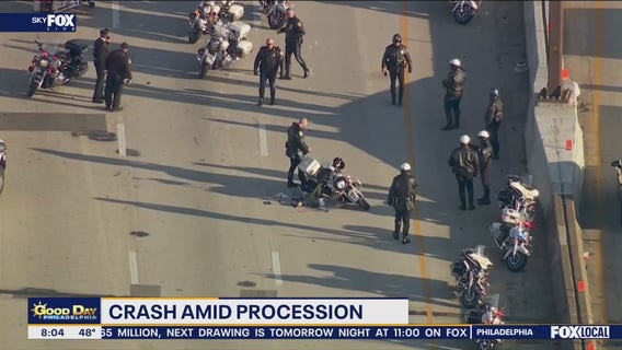 Officer crashes motorcycle on I-95 while participating in motorcade for charity event