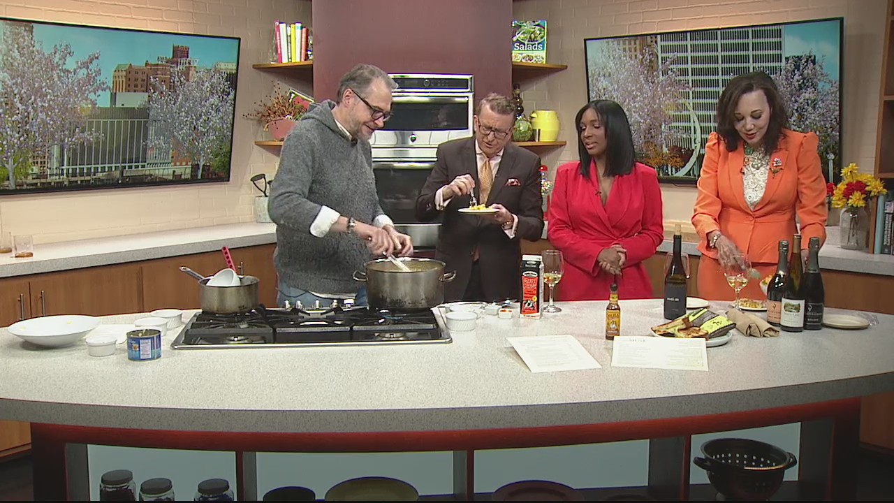 Whipping up Seafood Mac & Cheese