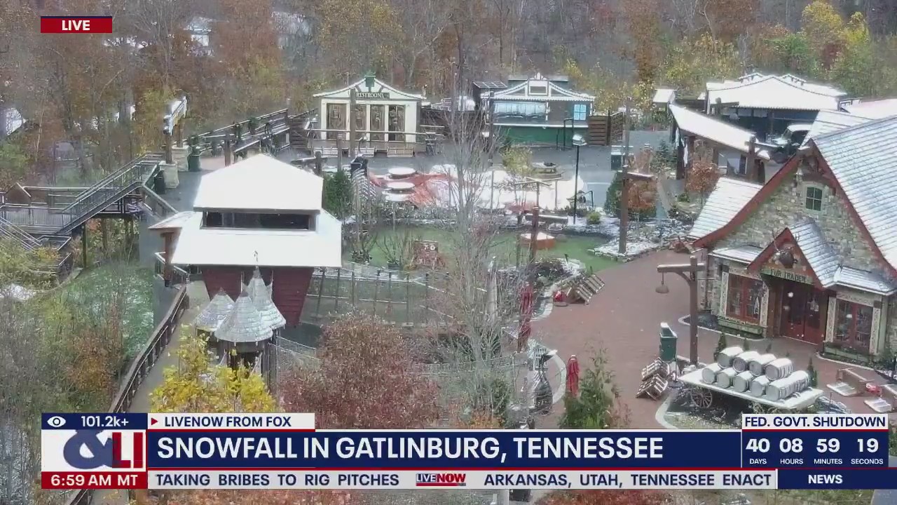 Snowfall in Gatlinburg, Tennessee