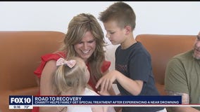 Goodyear family back home after getting treatment for their toddler daughter who nearly drowned