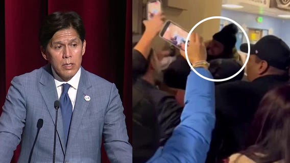 Kevin de Le?n releases video showing man throw punch at LA City Councilman