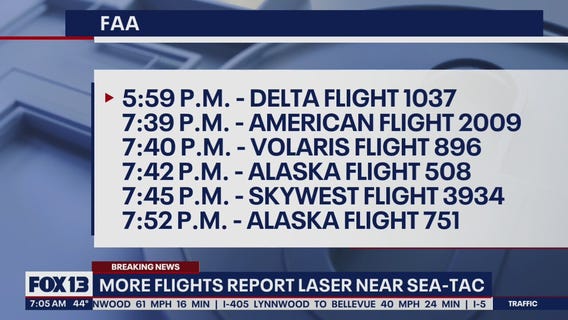 More flights report laser strikes near Sea-Tac