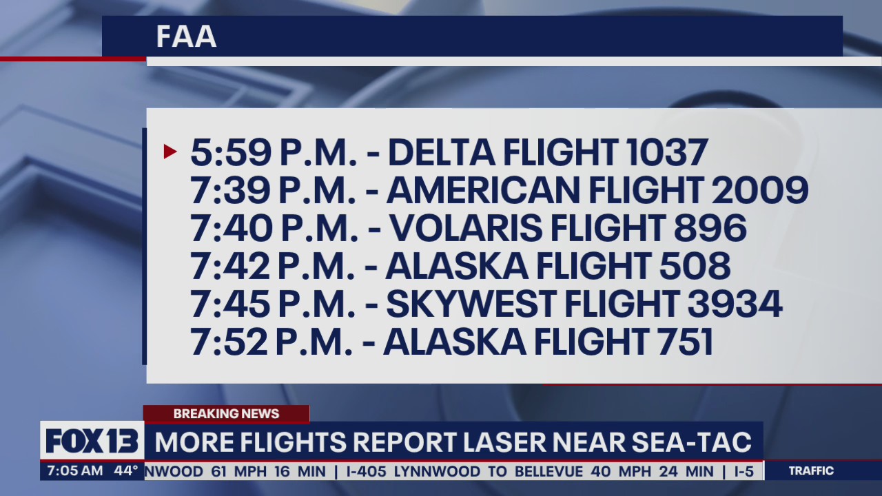 More flights report laser strikes near Sea-Tac