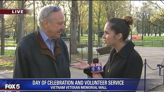 Vietnam Veterans Memorial Wall creator, volunteers take part in clean up day on National Mall