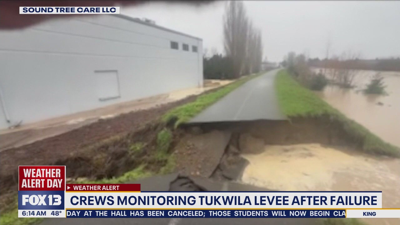 Crews monitoring levee failure in Tukwila, WA