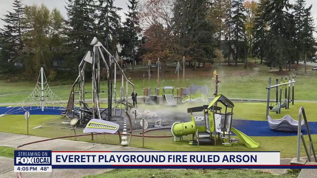 Everett police investigating arson that destroyed recently renovated park