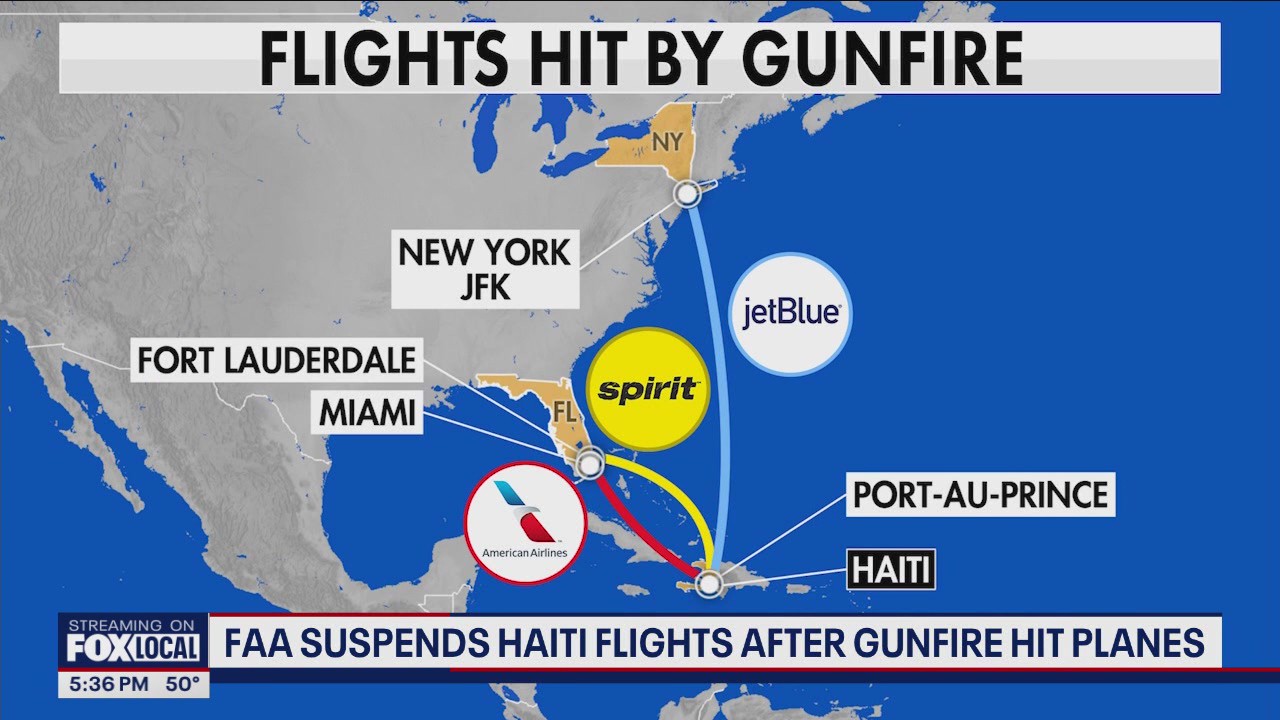 FAA suspends Haiti flights after gunfire hit planes