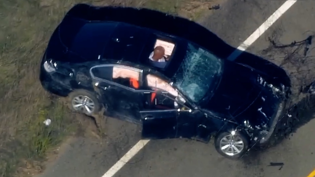 WATCH: CHP airplane captures BMW crash and burn in Solono County; driver arrested for DUI