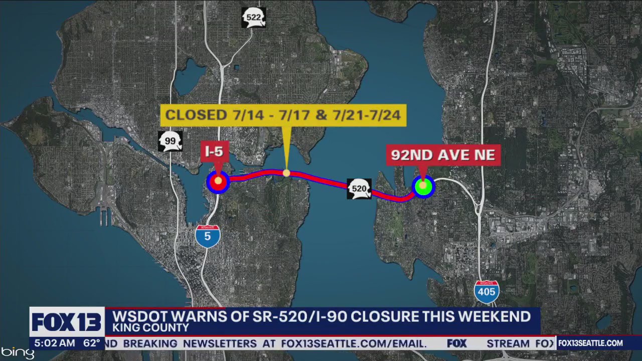 Sr 520 Sign WSDOT warns of SR 520, I-90 closures this weekend | FOX 13 Seattle