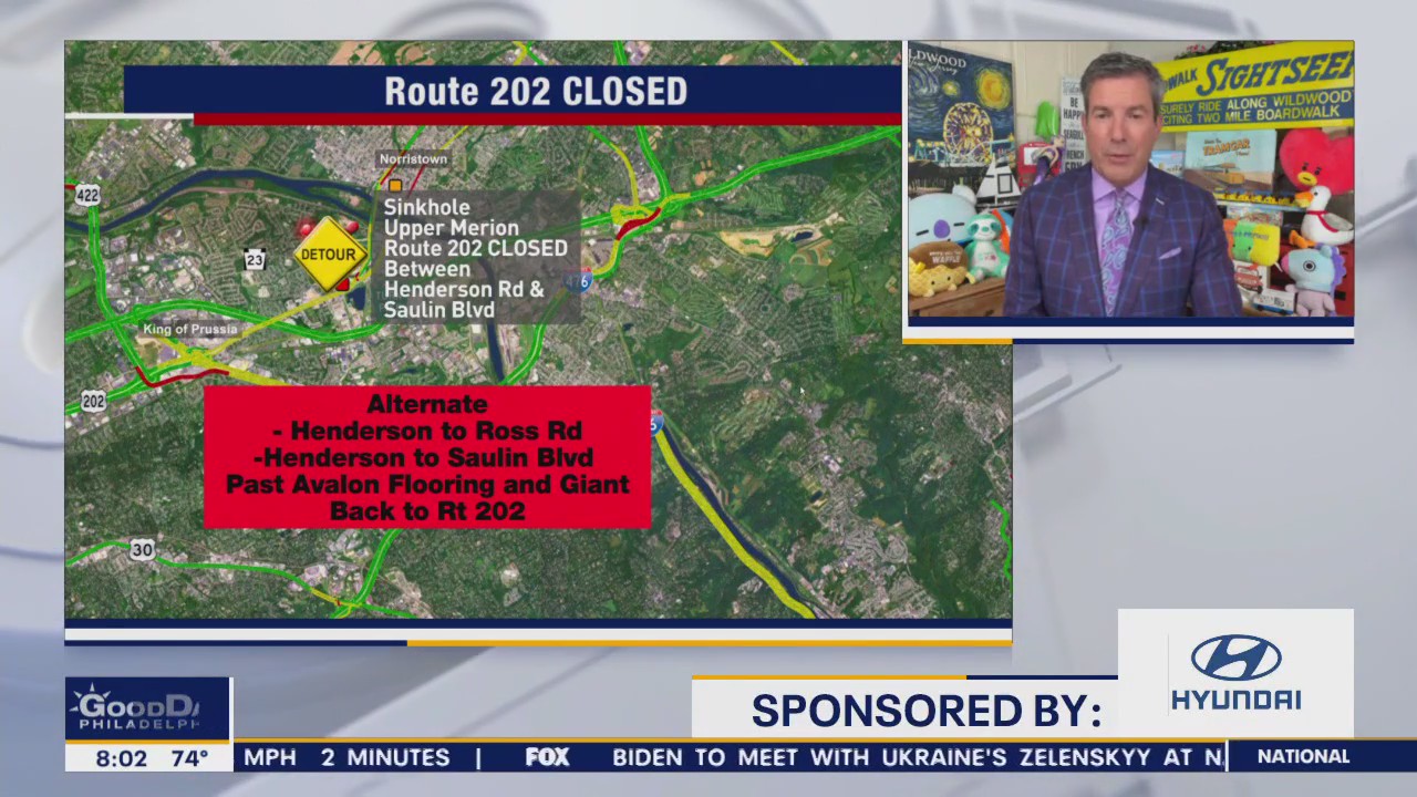 Alternate routes to avoid closed stretch of Rt. 202