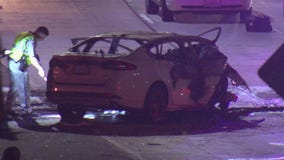 One person dead in fiery crash on 101 Freeway in Hollywood