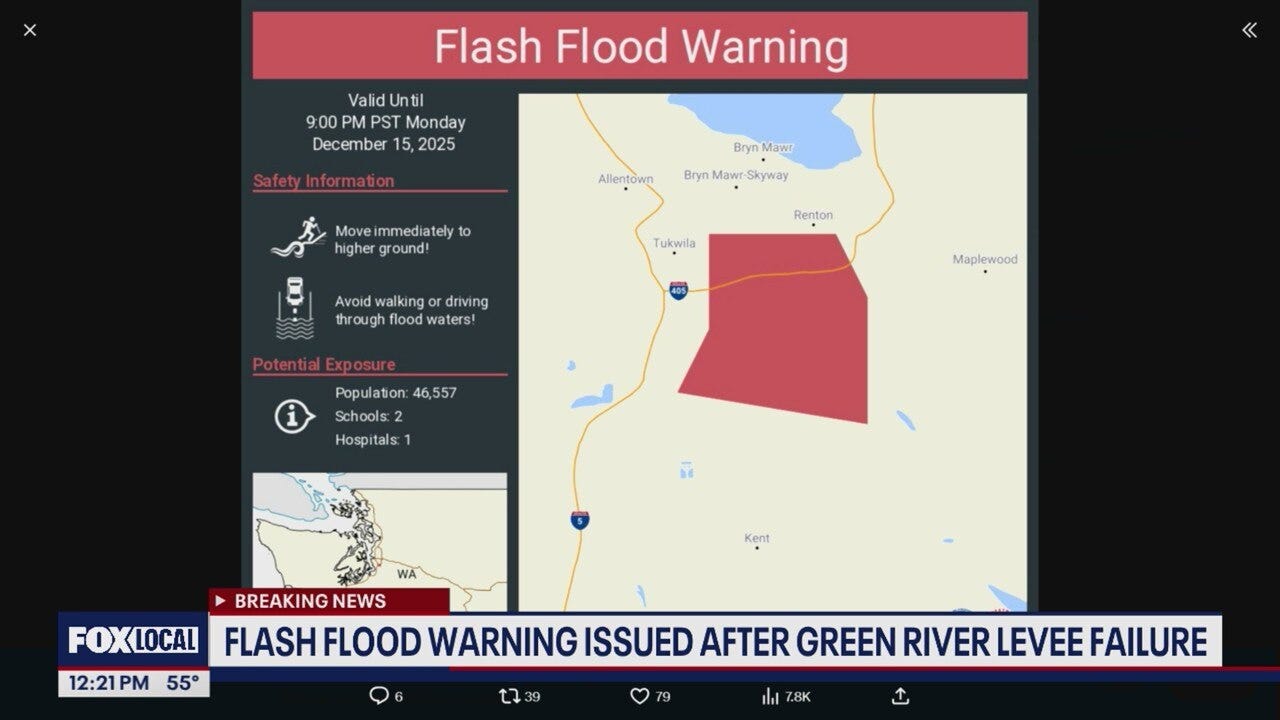 Tracking river levels, warnings after Tukwila, WA levee failure