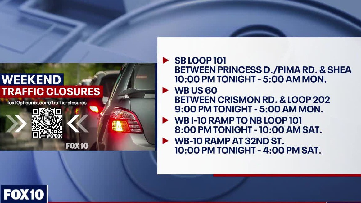 Phoenix weekend freeway closures (Jan. 12-15)