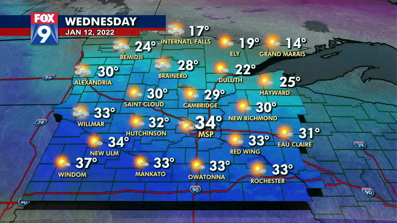 Wednesday's forecast: More highs in the 30s