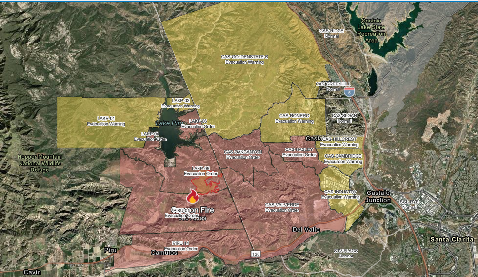 Brush fire forces evacuations in Ventura, LA counties