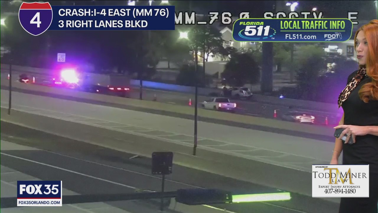 Traffic Alert: Crash on I-4 east causes major slowdowns in Orange County